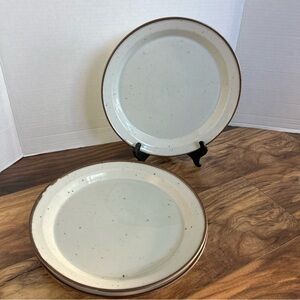 3 Dansk Brown Mist Cream and Brown Dinner Plates 10”